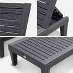 Pair of plastic loungers with textured wood effect - Pia - Anthracite Photo5