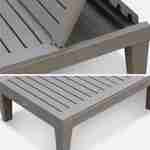 Pair of plastic loungers, multi position sun beds with textured wood effect - Pia - Grey Photo5
