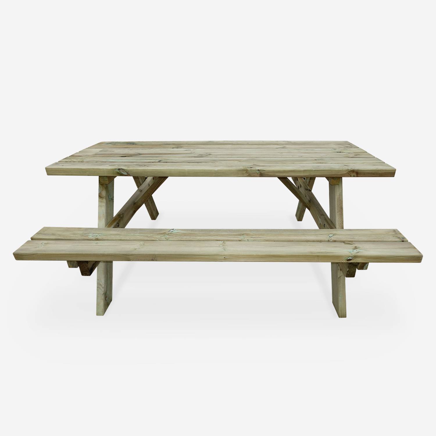 Set van 4 picknicktafels 180 cm met opklapbare houten banken, 6 zitplaatsen - PANCHINA - Stevige tuintafels in grenenhout,sweeek,Photo6
