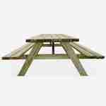 Table de pique-nique 180 cm avec bancs rabattables en bois, 6 places - PANCHINA - Table de jardin robuste en pin sylvestre FSC Photo4