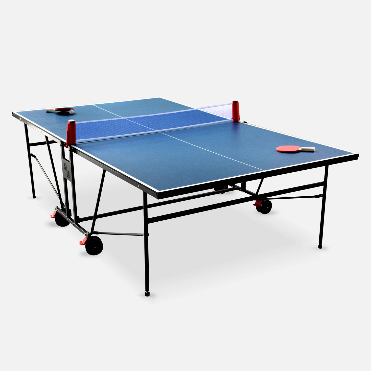 INDOOR Tischtennis Ping Pong mit Schonbezug - Klapptisch mit 2 Schlägern und 3 Bällen, für den Innenbereich, Tischtennissport Photo2
