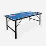 INDOOR Mini Tischtennisplatte Ping Pong 150x75cm - blauer Klapptisch, mit  4 Schlägern und 6 Bällen, Spieletasche für den Innenbereich, Tischtennissport Photo1