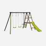Wooden garden multiplay with slide, two swings and face to face glider - pressure treated FSC pine - Marin Photo1