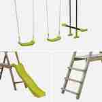 Wooden garden multiplay with slide, two swings and face to face glider - pressure treated FSC pine - Marin Photo2