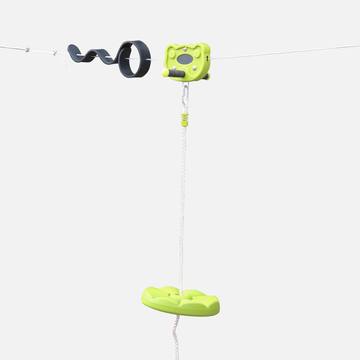 Zip line for children, 30m long with disc swing, anti-slip handles, cushioning system - Alize Photo1
