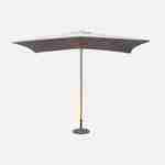 Straight rectangular wooden parasol 2x3m - adjustable central mast in wood and hand pulley opening - Cabourg - Grey Photo2