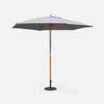 Round wooden parasol Ø300cm with straight pole -  adjustable aluminium central mast in wood and crank handle opening - Cabourg - Grey Photo1