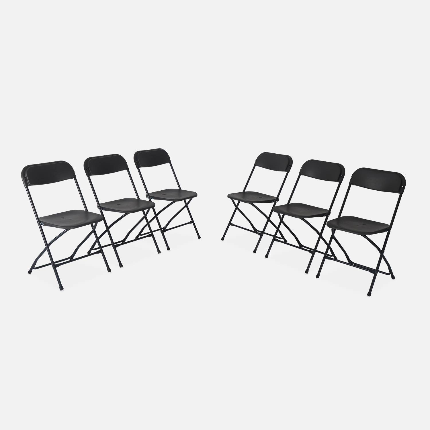  Cadeiras de receção dobráveis - Fiesta - 6 cadeiras laterais em plástico cinzento escuro e metal Photo3