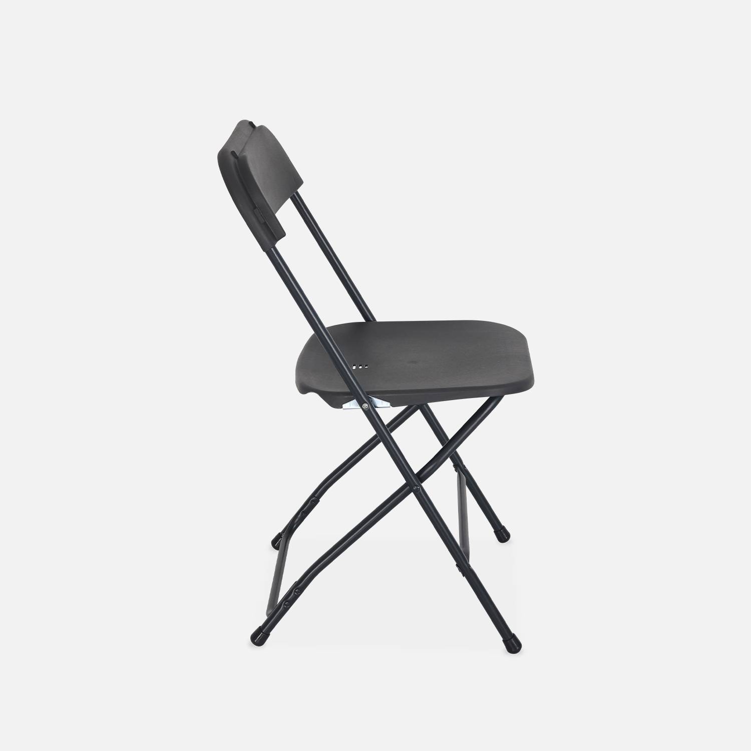  Cadeiras de receção dobráveis - Fiesta - 6 cadeiras laterais em plástico cinzento escuro e metal Photo5