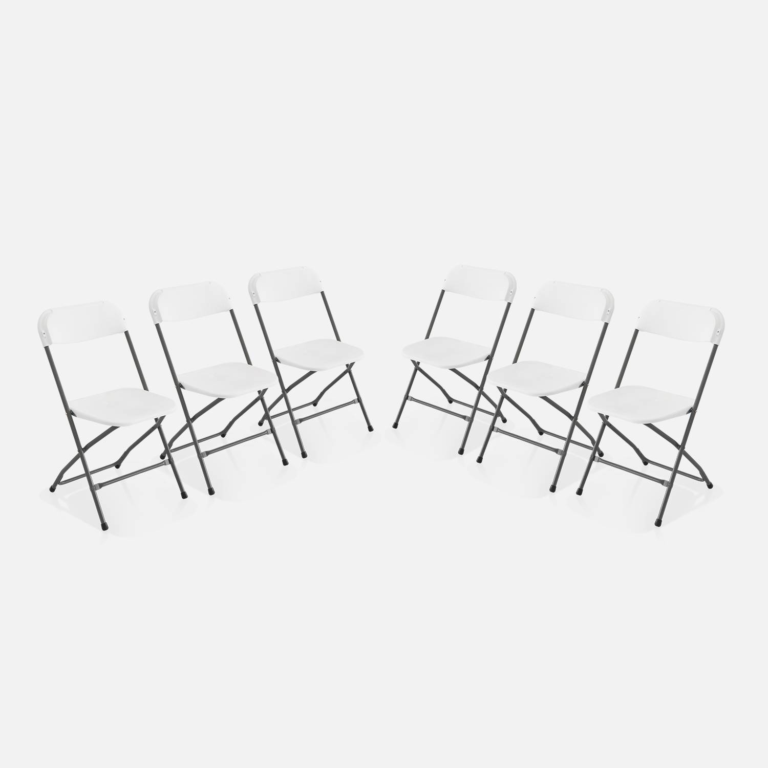 Set of 6 folding event chairs - Fiesta - plastic seats and metal frame, white Photo3