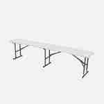 Conjunto mesa y bancos para celebración, 180cm, plegables, con asa de transporte, plástico blanco Photo4