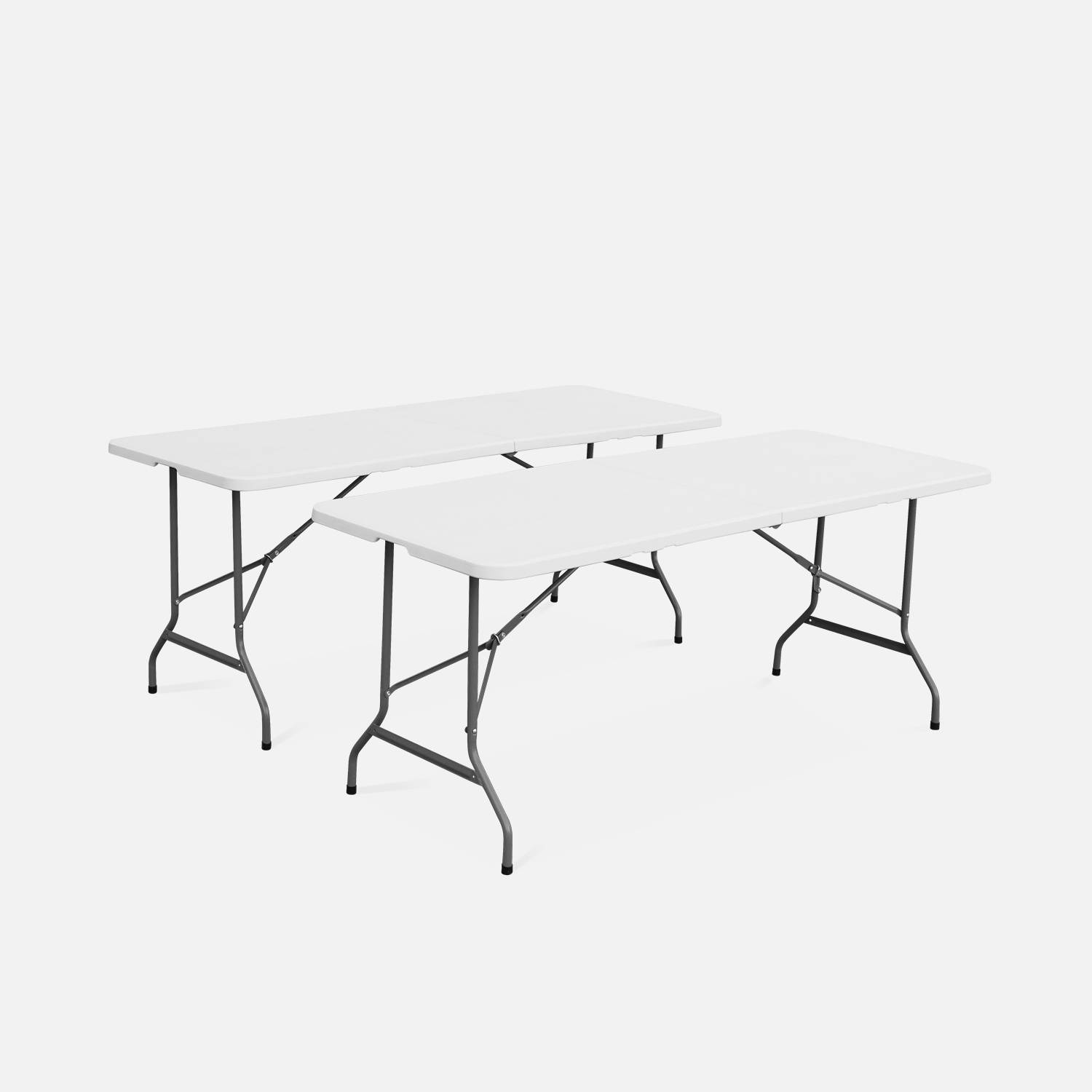 Lot de 2 tables de réceptions pliables en plastique blanc 180cm,sweeek,Photo6