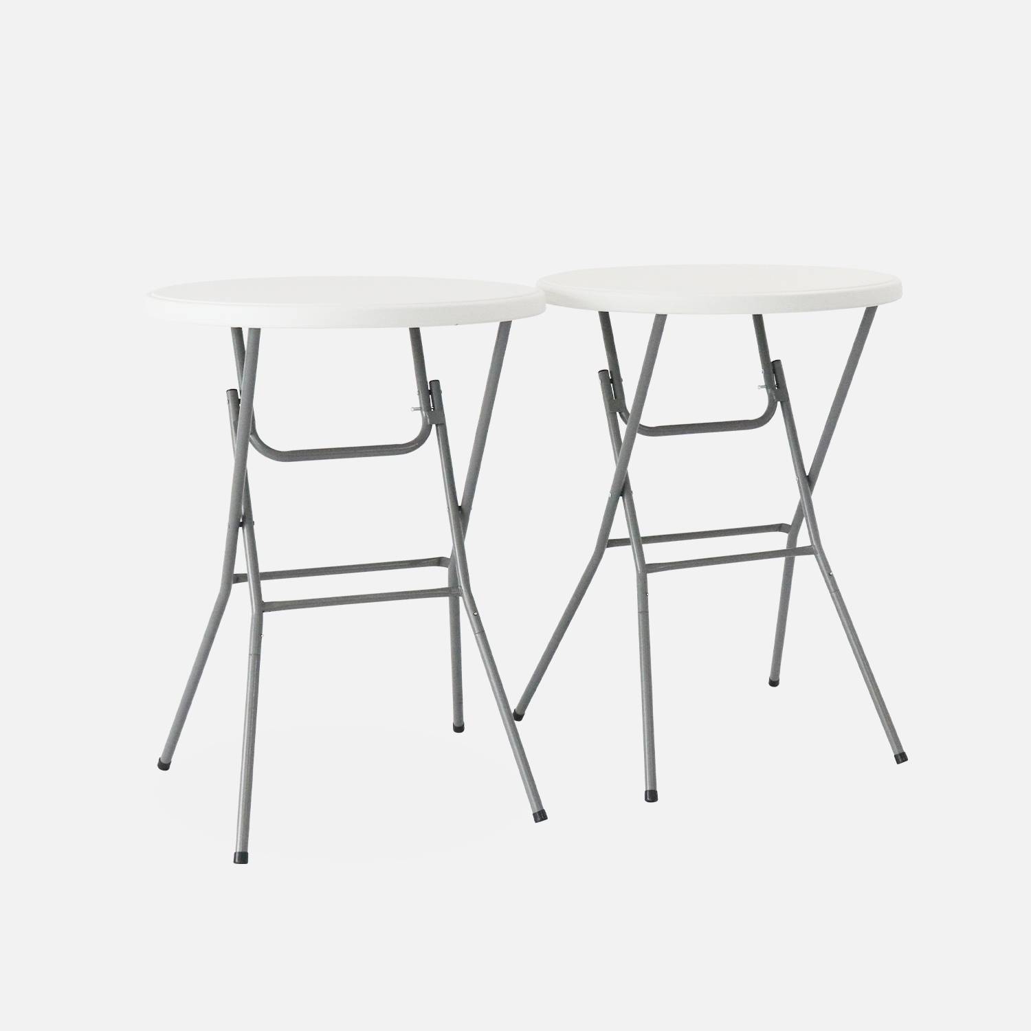 Lot de 2 tables hautes de réception – GALA – Mange debout, pliables, Ø80cm x 110cm | sweeek