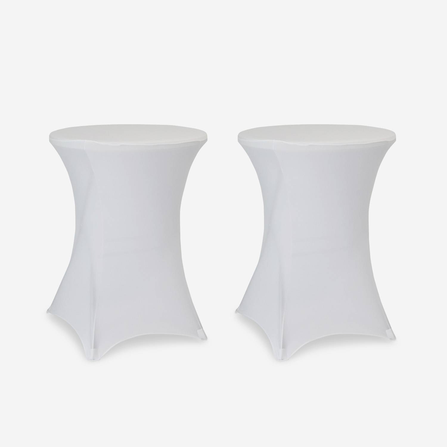 2 stretch covers for Ø80cm x 110cm event tables - Gala - white polyester,sweeek,Photo2