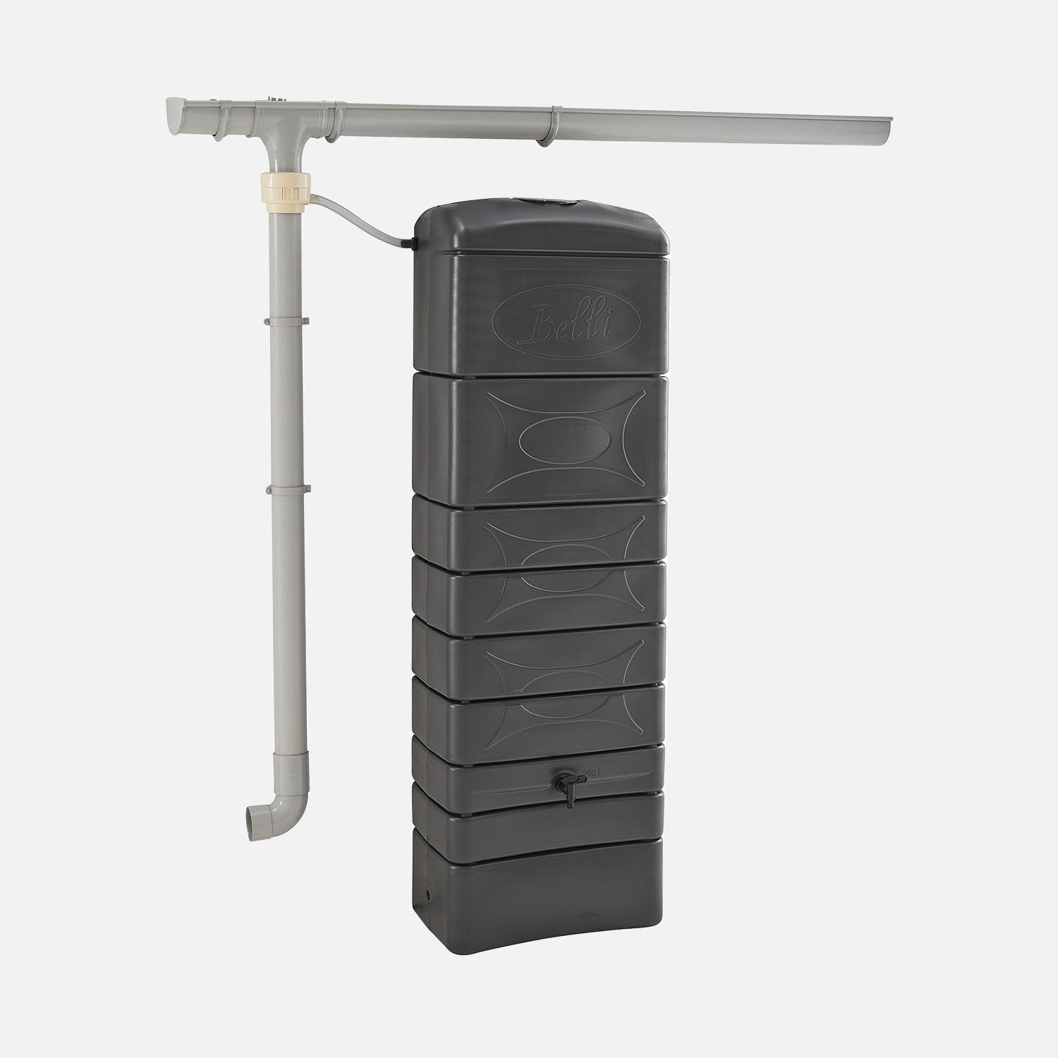 Chastang 300L Anthracite wall-mounted water collector with gutter connection kit included,sweeek,Photo2