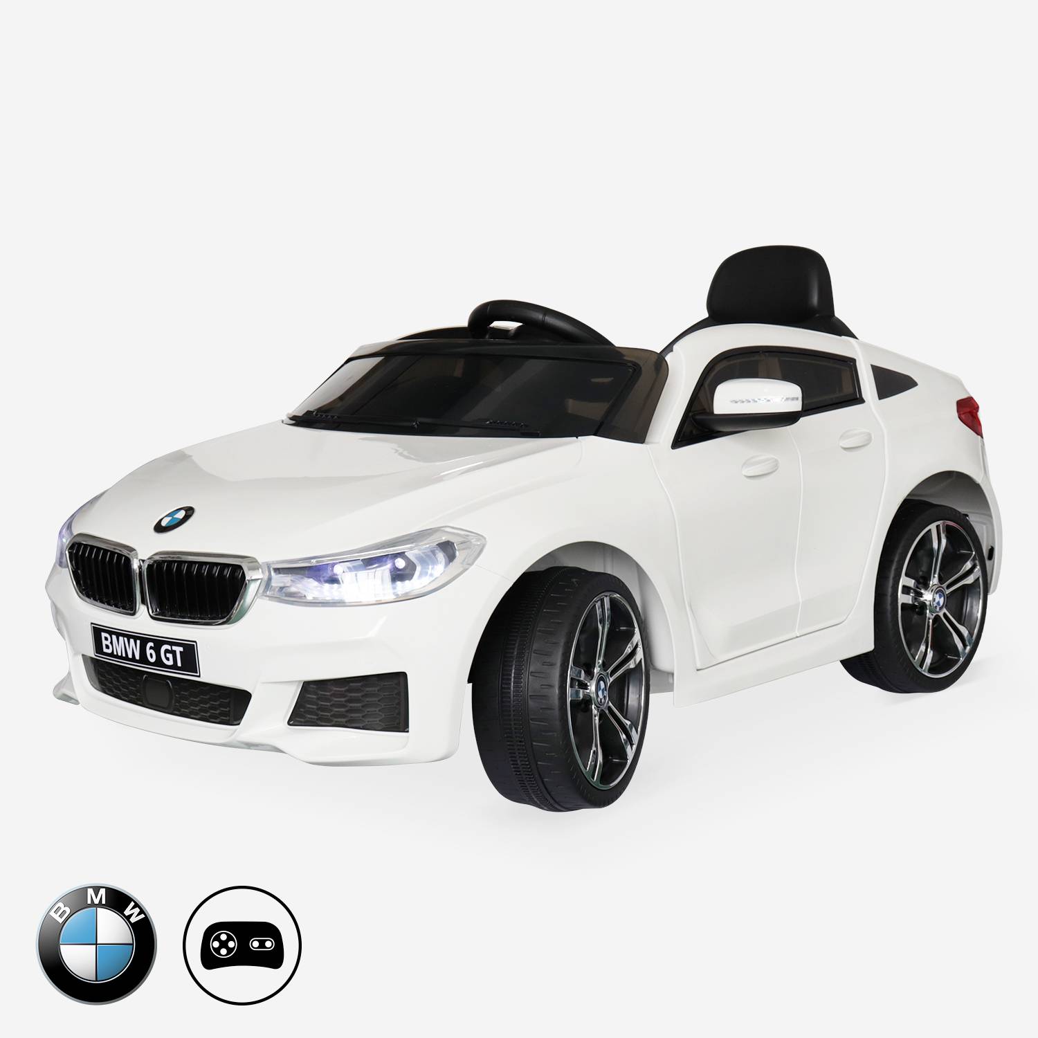 BMW GT6 Gran Turismo wit, elektrische auto 12V, 1 plaats, cabriolet voor kinderen met autoradio en afstandsbediening,sweeek,Photo1
