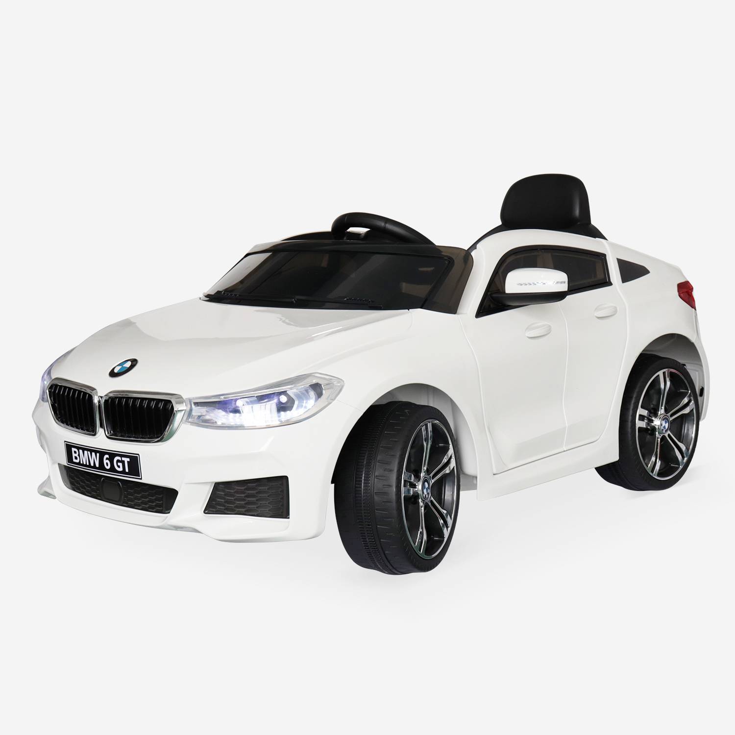 BMW Série 6 GT  blanche, voiture électrique pour enfants 12V 4 Ah, 1 place, avec autoradio et télécommande Photo2