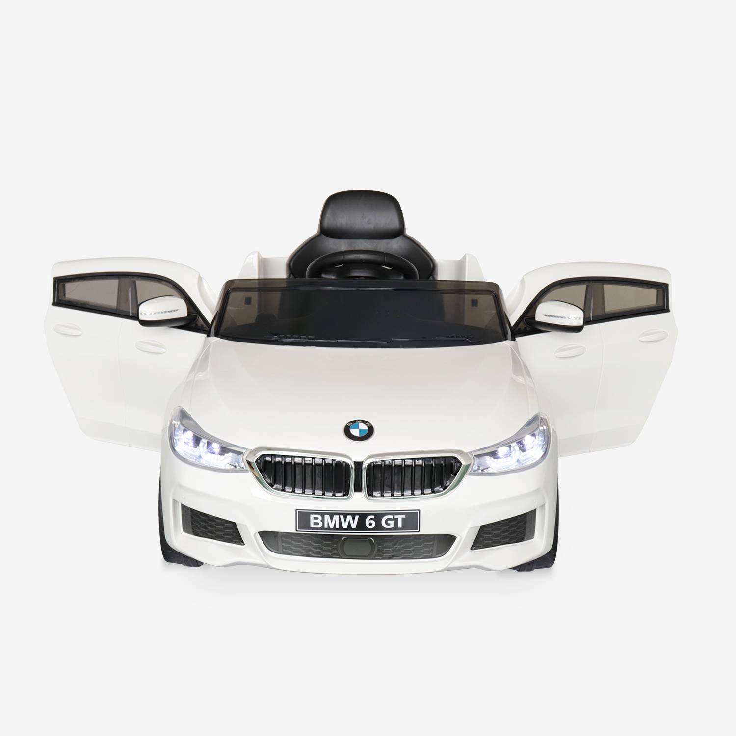 BMW Serie 6 GT Gran Turismo bianca, auto elettrica per bambini 12V 4 Ah, 1 posto, con radio e telecomando,sweeek,Photo6