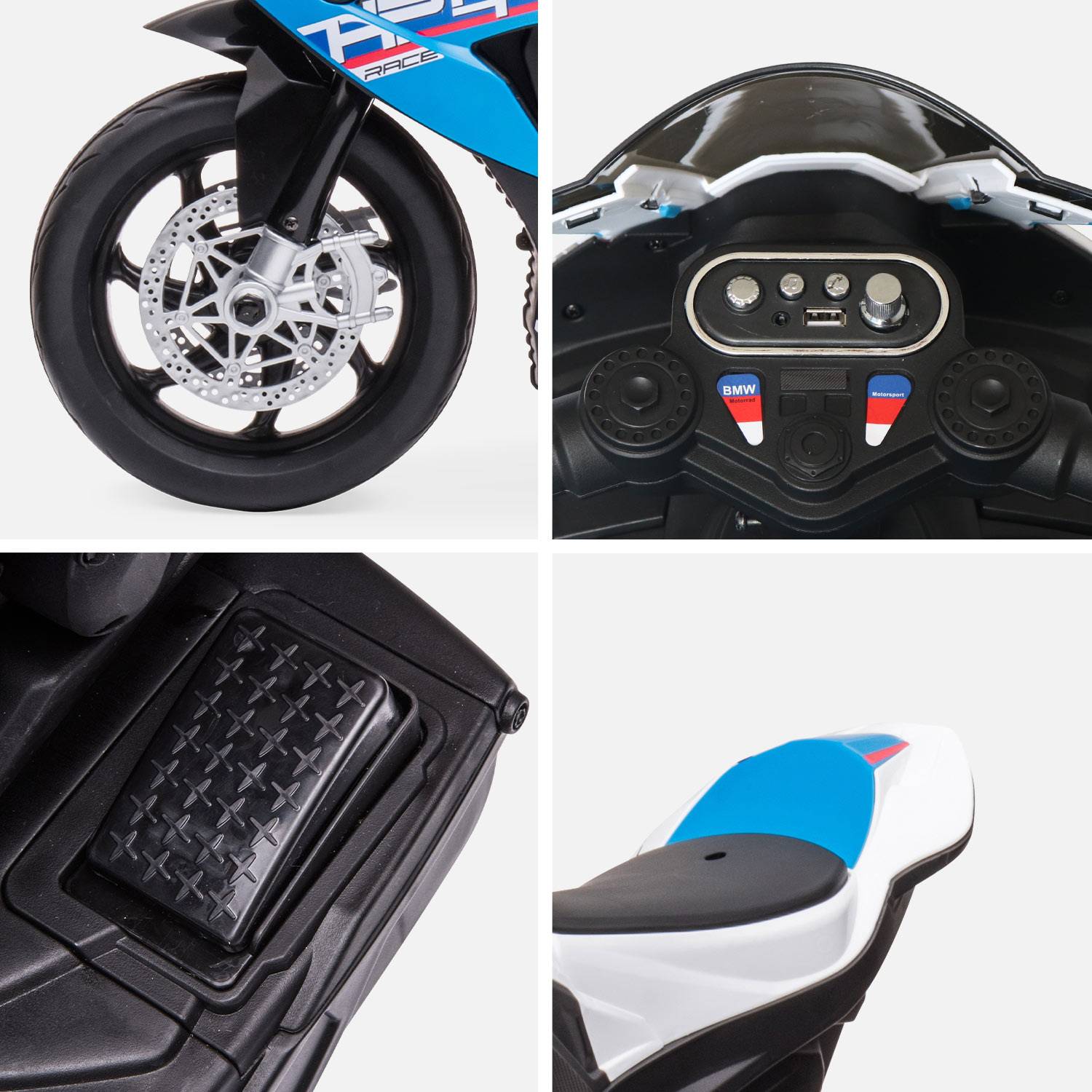 BMW HP4, moto électrique bleue pour enfants 6V 4Ah, 1 place,sweeek,Photo3