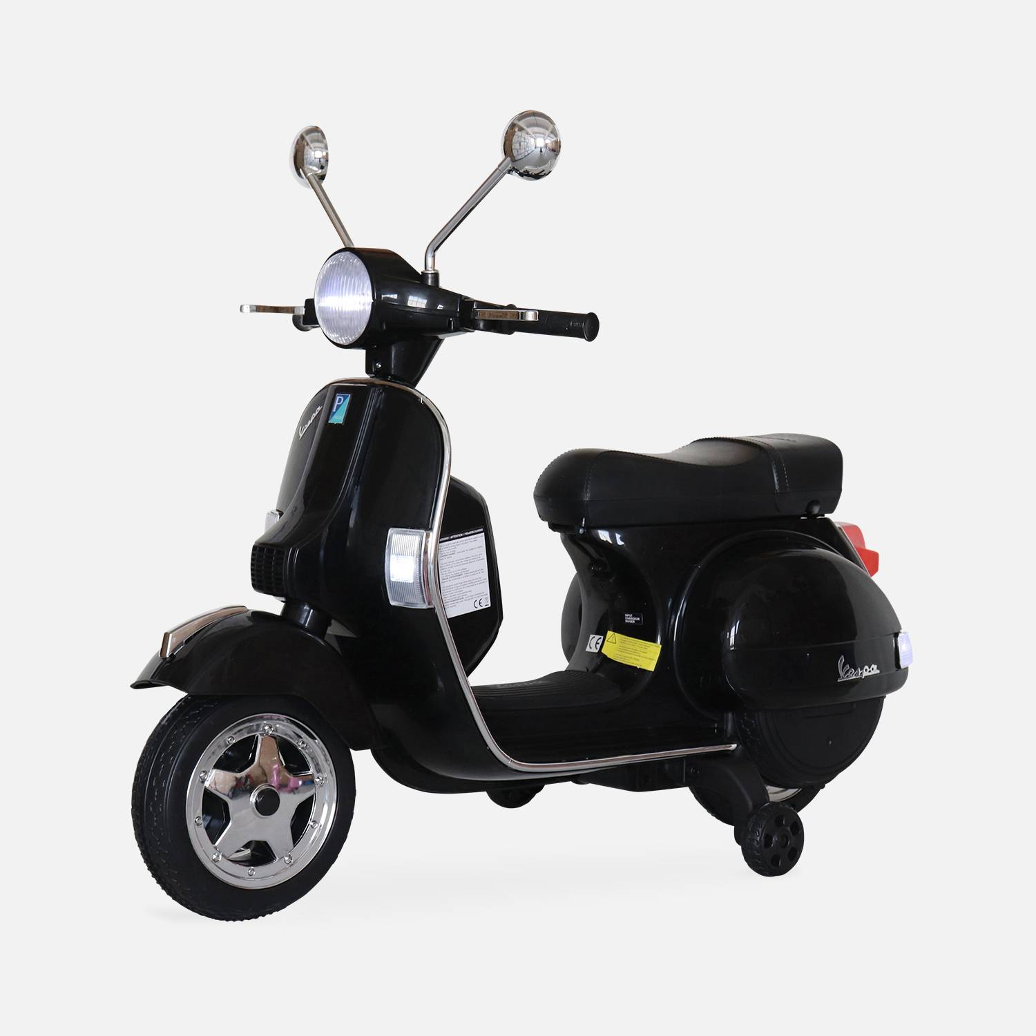 Vespa negro PX150, scooter eléctrico para niños 12V 4.5Ah, 1 asiento con autoradio,sweeek,Photo1