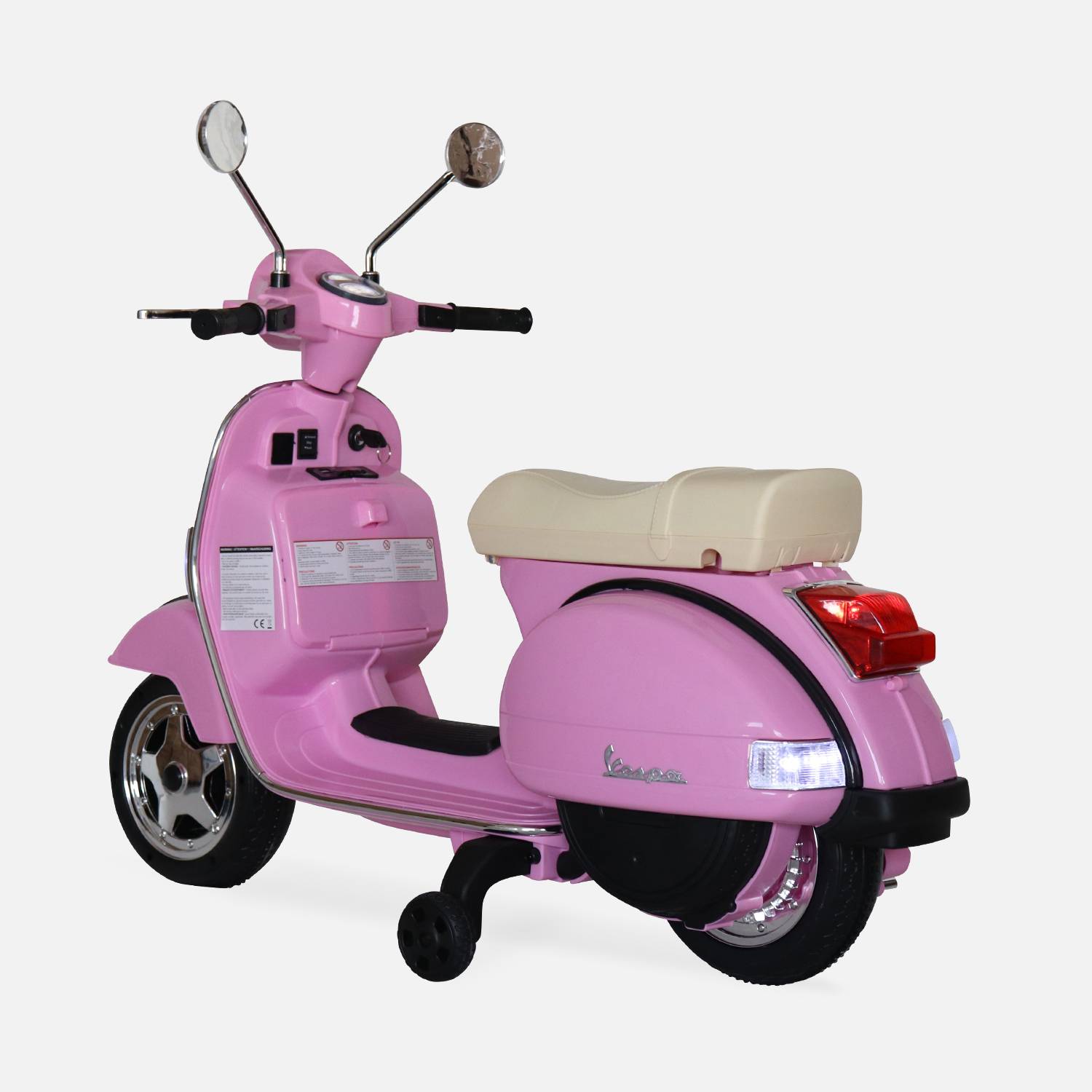 Vespa rosa PX150, scooter eléctrico para niños 12V 4.5Ah, 1 asiento con radio,sweeek,Photo2