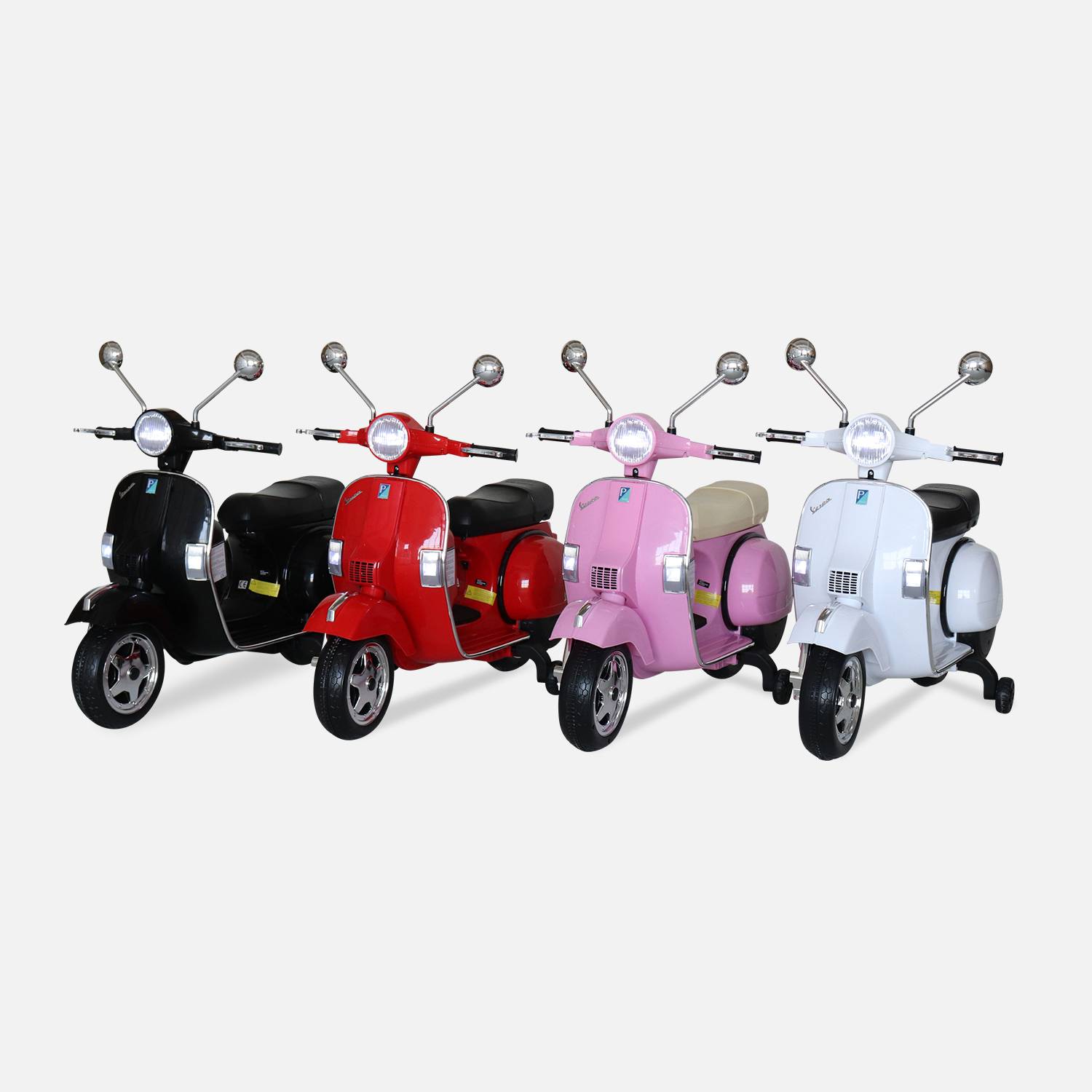 Vespa rose PX150, scooter électrique pour enfants 12V 4.5Ah, 1 place avec autoradio,sweeek,Photo4