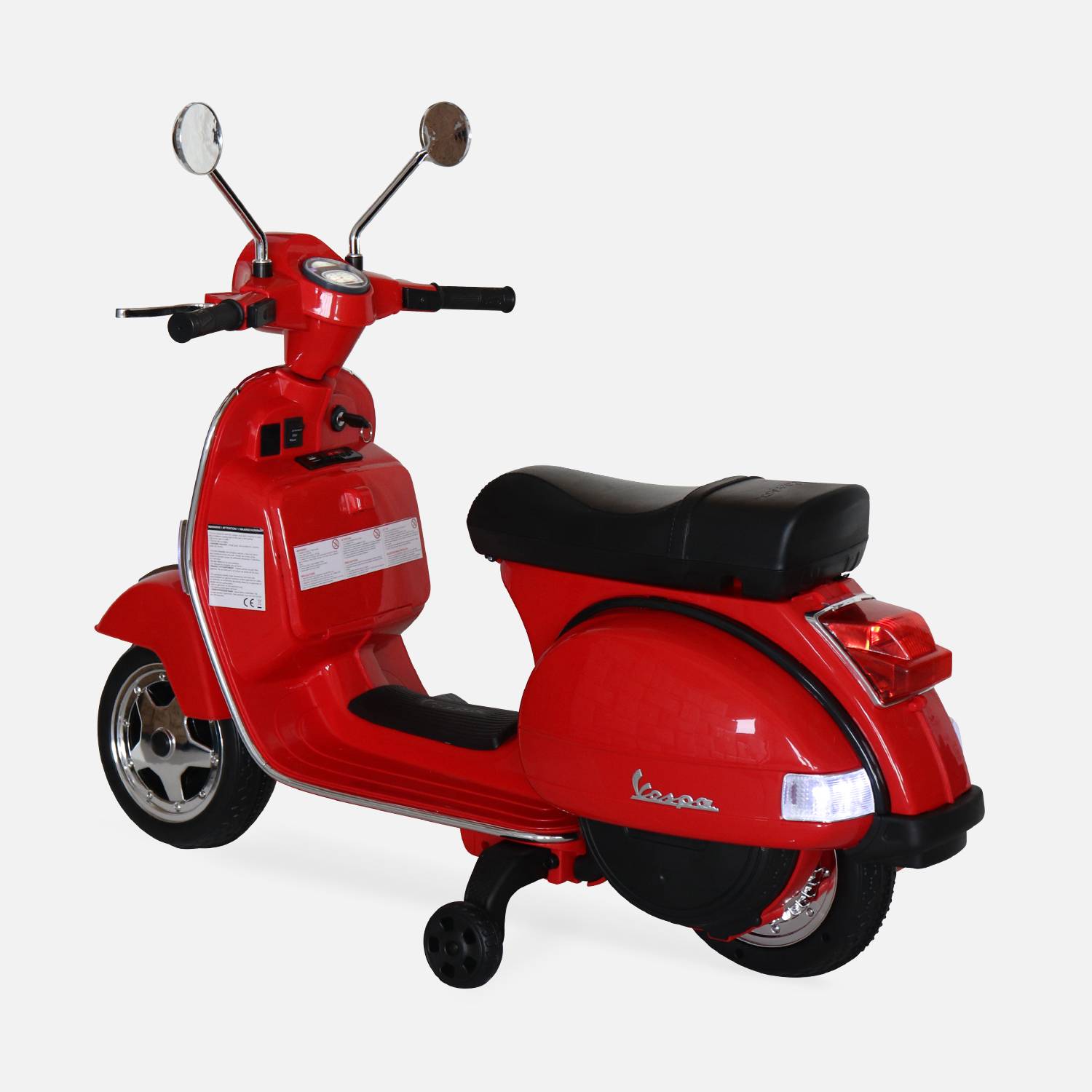 Vespa red PX150, scooter eléctrico para niños 12V 4.5Ah, 1 plaza con autoradio,sweeek,Photo2