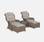Relaxstoel BARLETTA - Set van 2 - Met voetenbank en bijzettafel - Wicker - Beige/Grijs | sweeek
