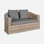 Conjunto de mobiliário de jardim em resina tecida, 4 lugares - Valentino Naturel - Almofadas antracite, sofá, cadeirões, mesa de centro Photo4
