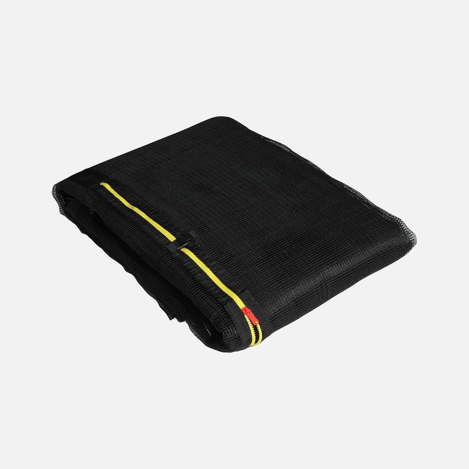 Sicherheitsnetz für sweeek Trampolin - Ø400cm, Farbe Schwarz mit gelbem Reißverschluss Photo1