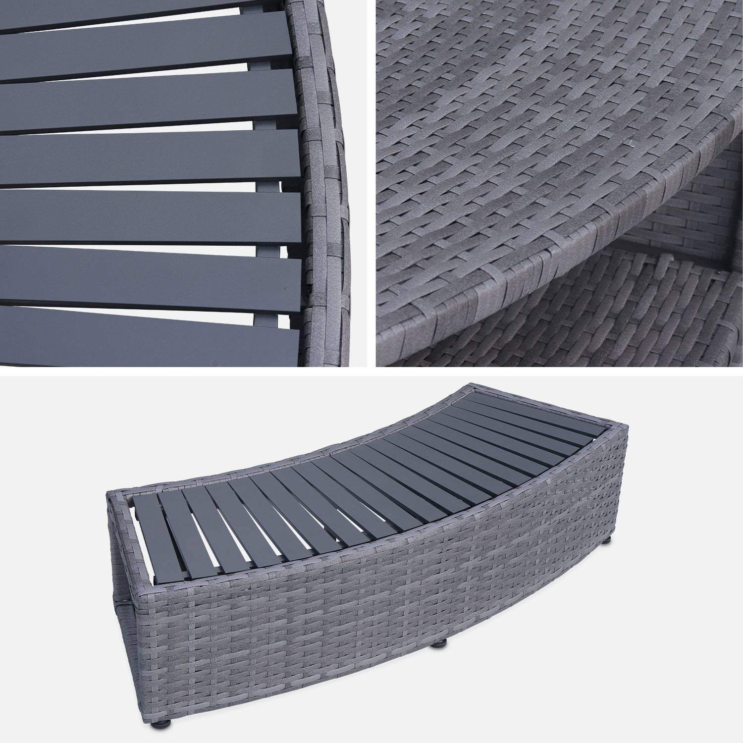 Grey polyrattan for hot tub surrond for 4 or 6 seater hot tub 180 x 70 cm - aluminium structure, shelves, cabinet and footstep,sweeek,Photo6