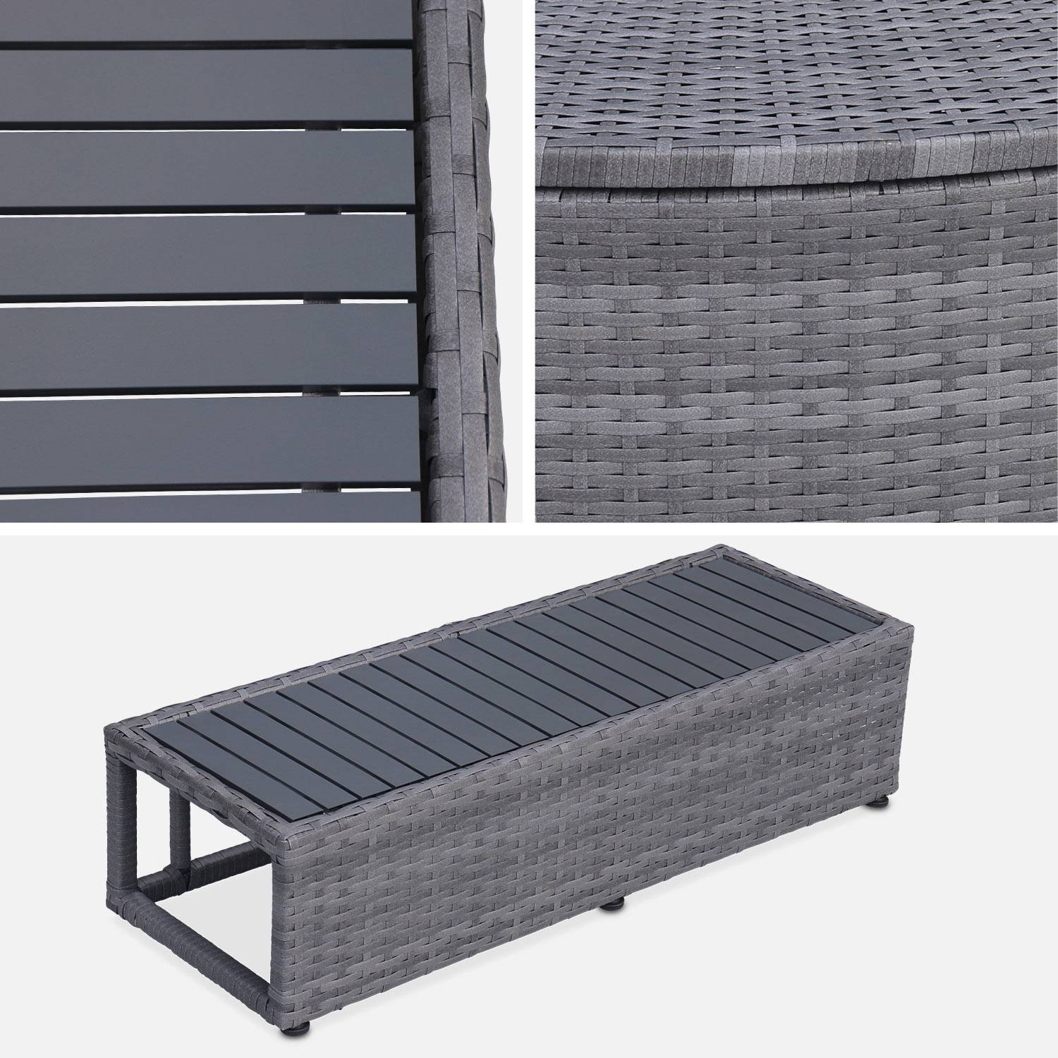 Grey polyrattan surround for square hot tub with cabinet, shelf and footstep,sweeek,Photo6