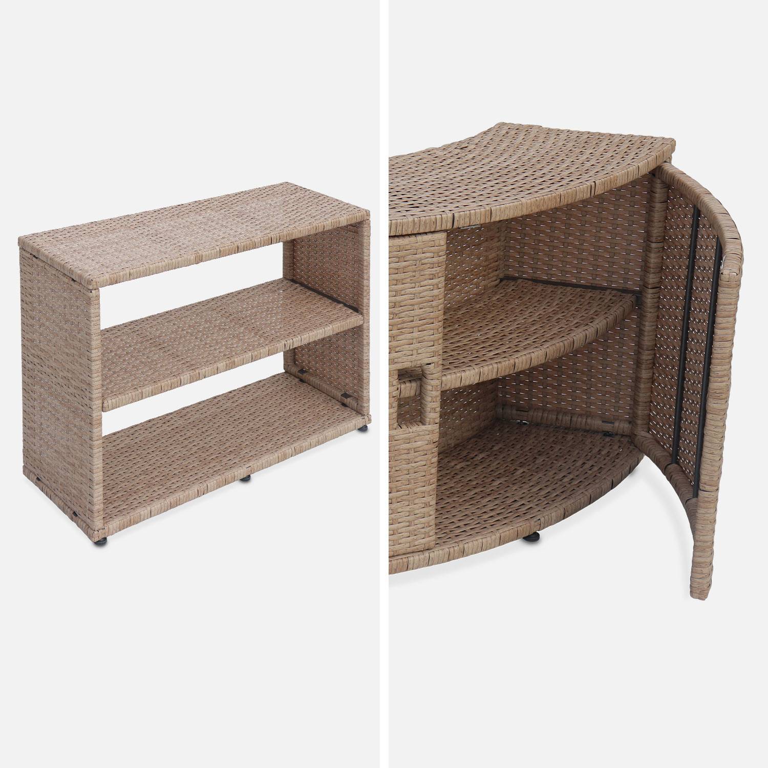 Natural polyrattan surround for square hot tub with cabinet, shelf and footstep,sweeek,Photo5
