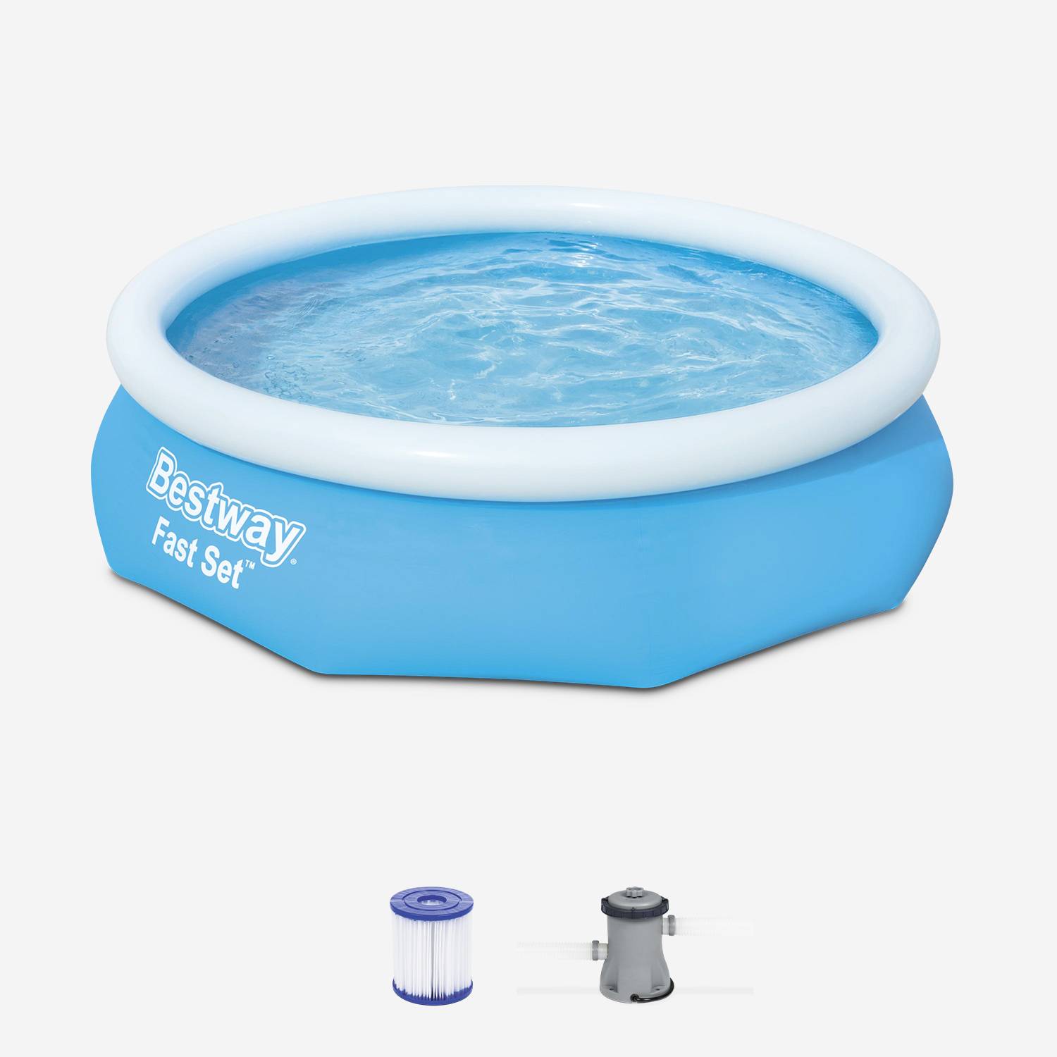 Opblaasbaar zwembad zelfdragend blauw BESTWAY – Diamant ⌀ 305 x 76 cm - zelfdragend rond bovengronds zwembad met patroonfilter en 1 cartridge,sweeek,Photo1