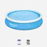 Piscina hinchable portátil azul BESTWAY - Jade ⌀ 360 x 76cm - piscina redonda con filtro de cartucho y 2 cartuchos incluidos Photo1
