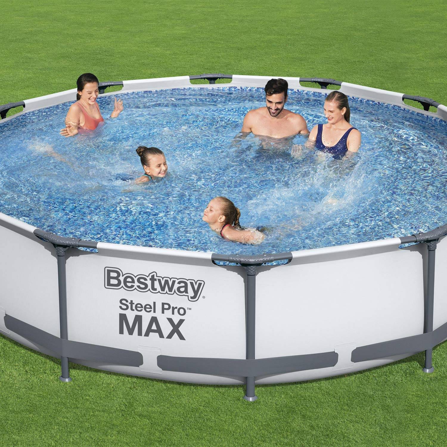 Piscine tubulaire BESTWAY - Opalite grise - piscine ronde Ø3,6m avec pompe de filtration, piscine hors sol, armature acier,sweeek,Photo2
