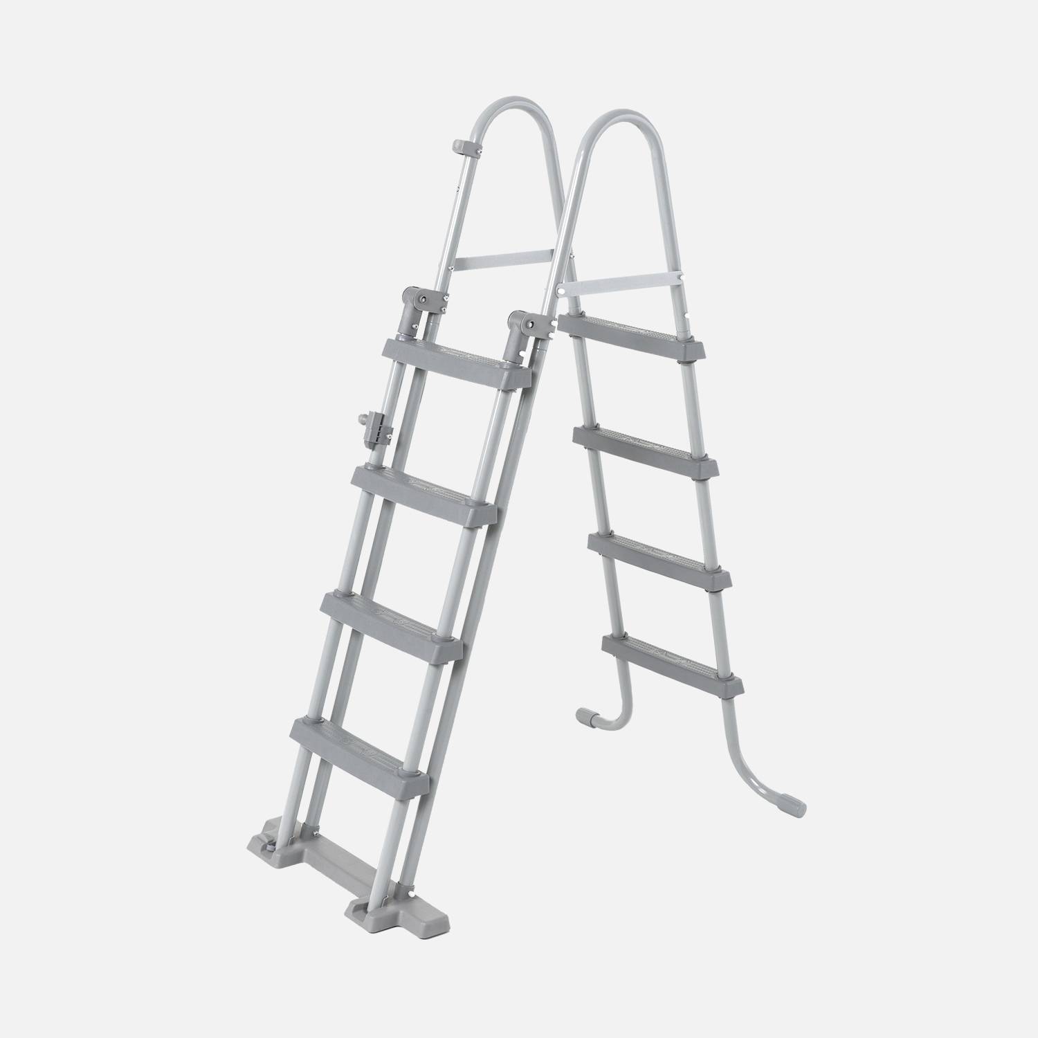 Symmetrische ladder met 4 treden voor bovengrondse zwembaden tot 122 cm hoog, zwembadaccessoire,sweeek,Photo1