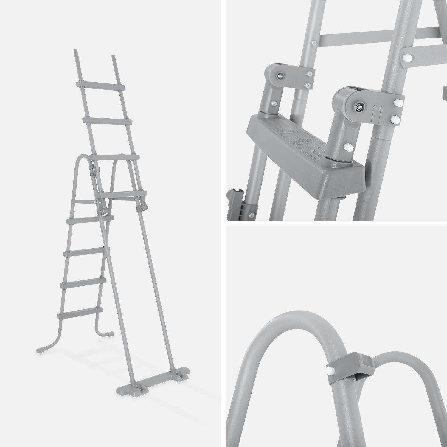 Symmetrische ladder met 4 treden voor bovengrondse zwembaden tot 122 cm hoog, zwembadaccessoire,sweeek,Photo2