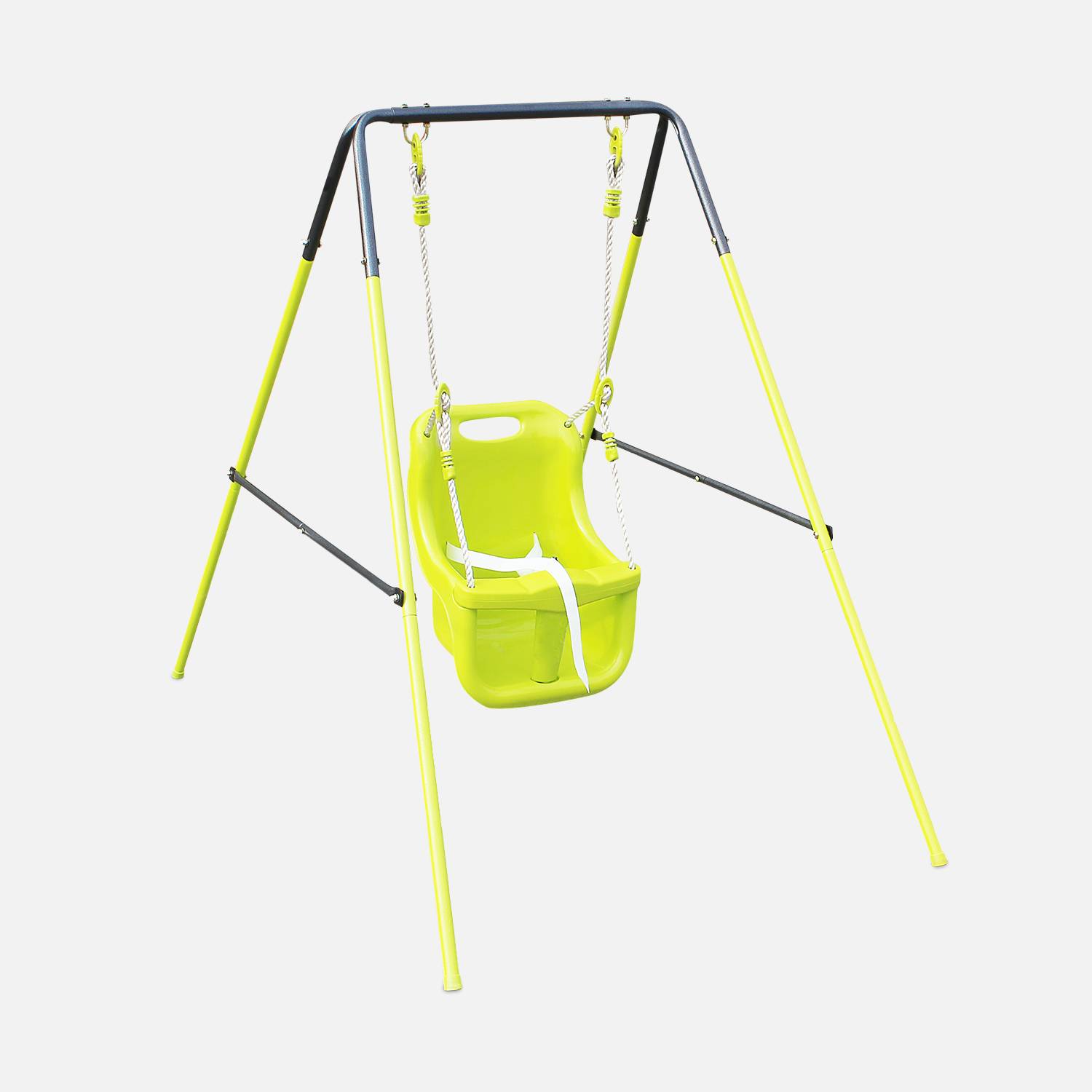 Toddler and kids garden swing, 97x147x118cm, Farou, Metal frame, Plastic seat, Green,sweeek,Photo1