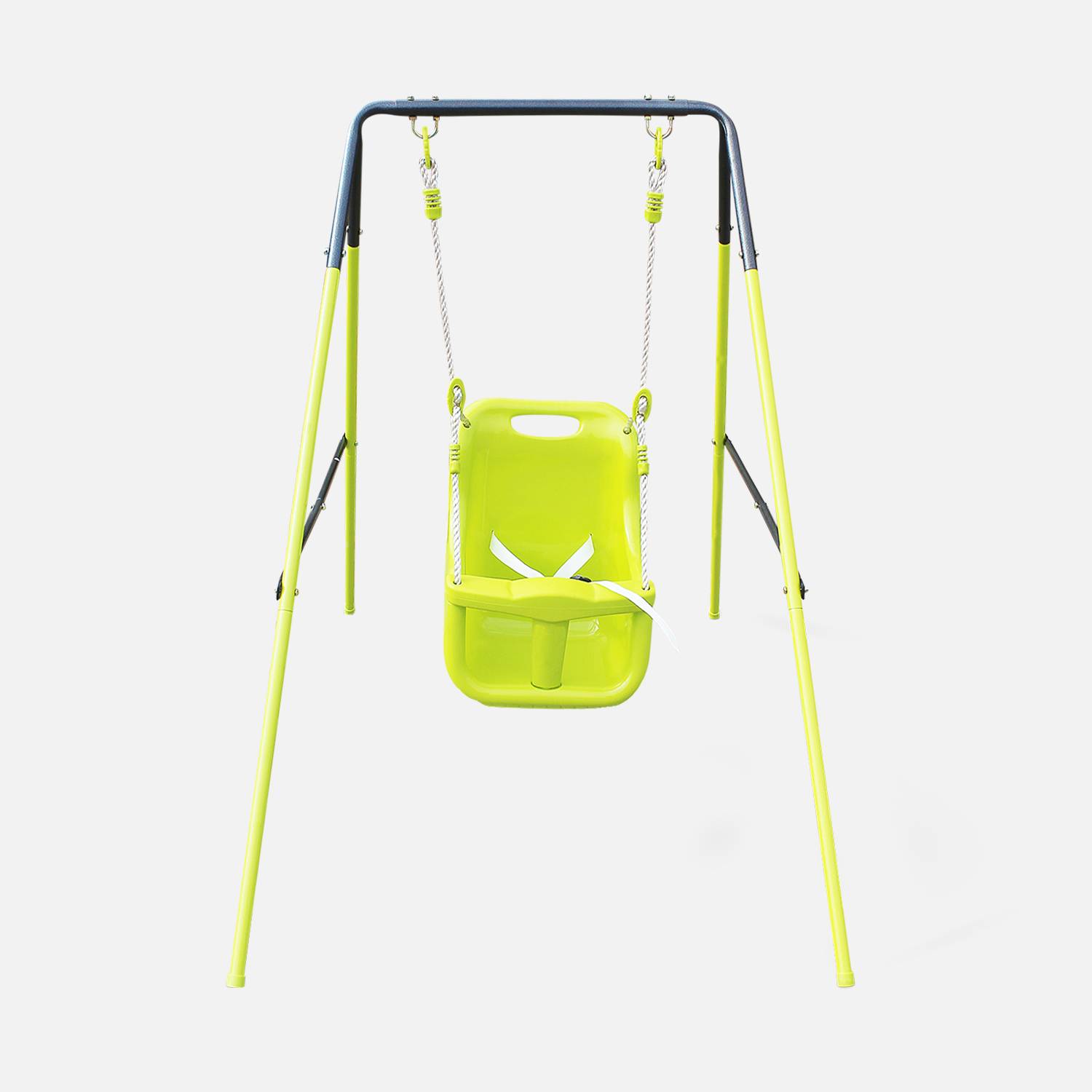Toddler and kids garden swing, 97x147x118cm, Farou, Metal frame, Plastic seat, Green,sweeek,Photo2