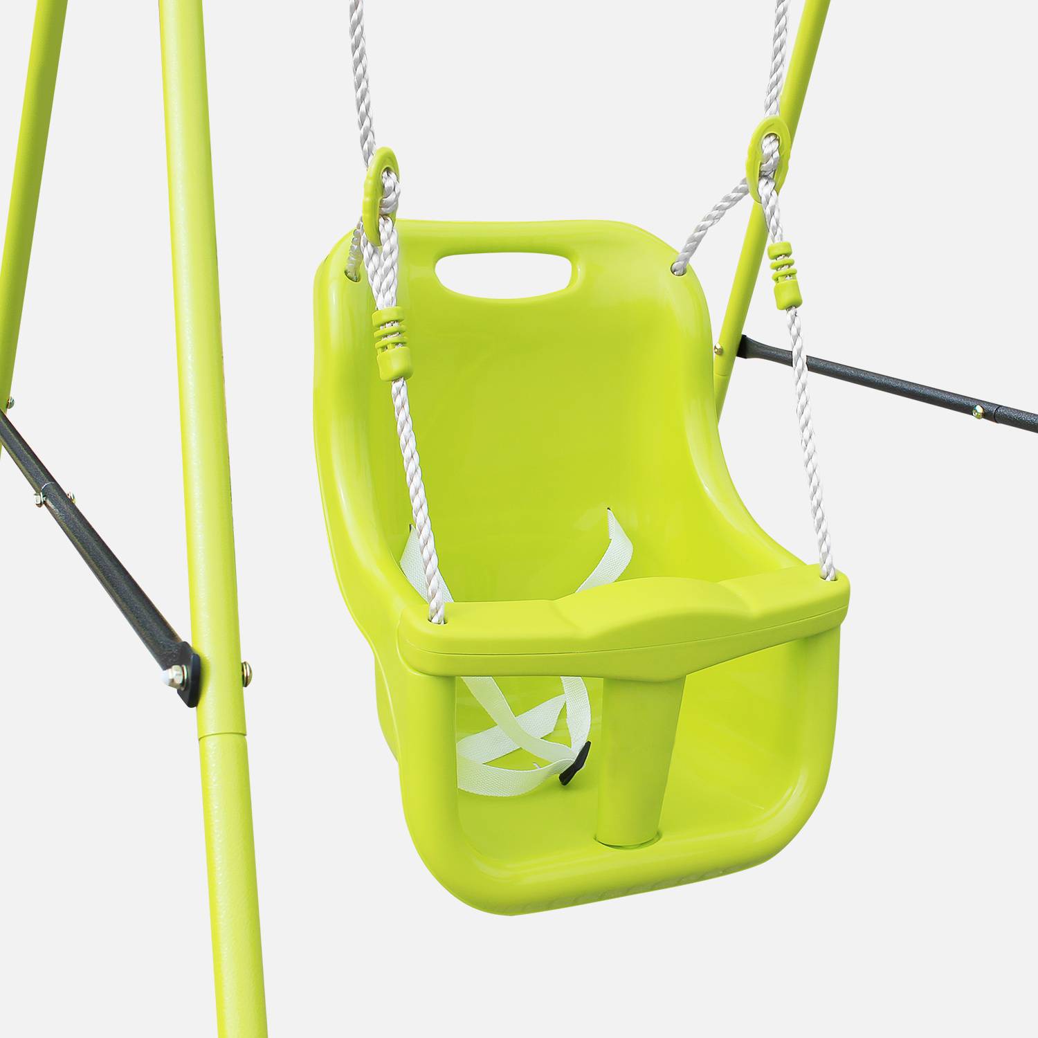 Toddler and kids garden swing, 97x147x118cm, Farou, Metal frame, Plastic seat, Green,sweeek,Photo6
