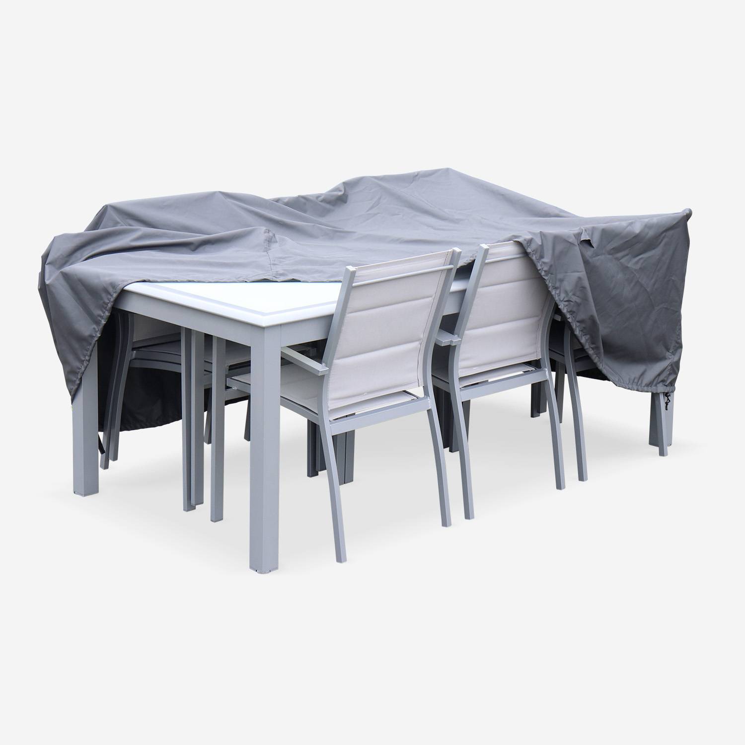 Schutzhülle 202x124cm dunkelgrau - Rechteckige Plane aus PA-beschichtetem Polyester für Gartentisch Philadelphie oder Capua 180,sweeek,Photo5