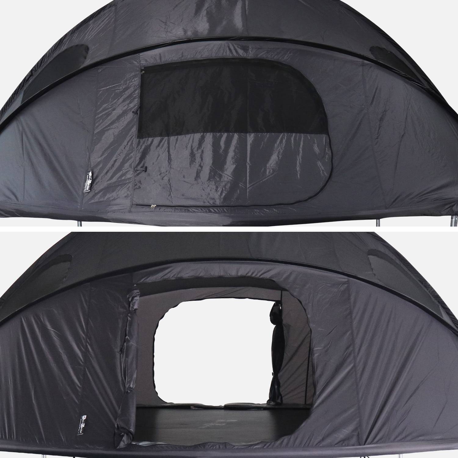 Tente de camping pour trampoline Ø430cm (filet intérieur et extérieur) polyester, traité anti UV, 2 portes, 4  fenêtres & sac de transport,sweeek,Photo3