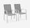 Set van 2 aluminium en textileen stoelen, opstapelbaar taupe | sweeek