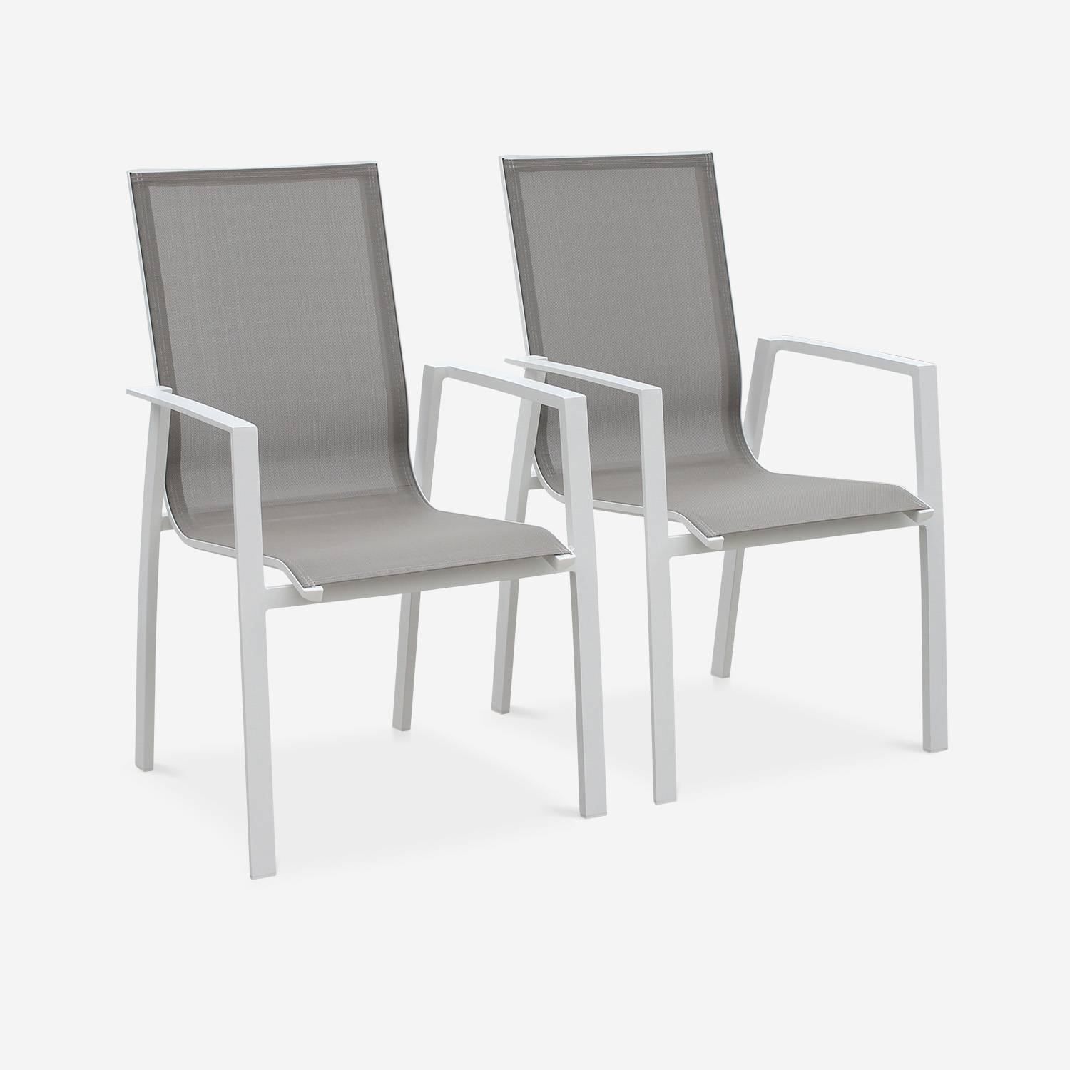 Coppia di sedie Washington Bianco/ Marrone Talpa in alluminio bianco e textilene colore marrone talpa, impilabili Photo1