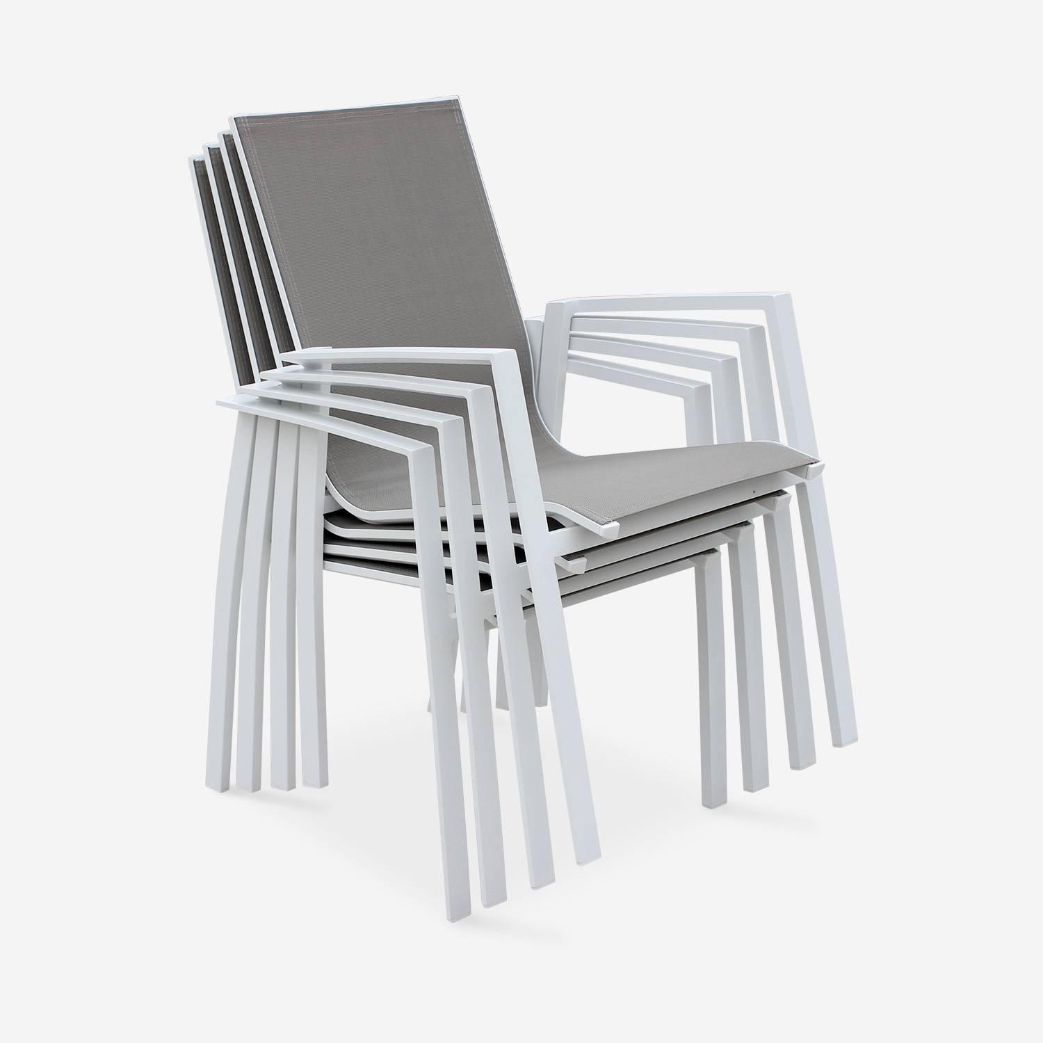 Coppia di sedie Washington Bianco/ Marrone Talpa in alluminio bianco e textilene colore marrone talpa, impilabili Photo3