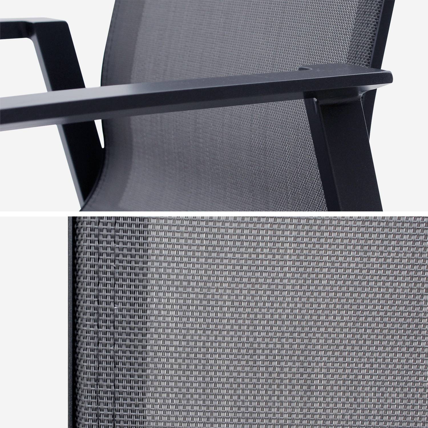 Juego de 2 sillas - Washington - Aluminio antracita y textileno gris oscuro, apilables,sweeek,Photo4