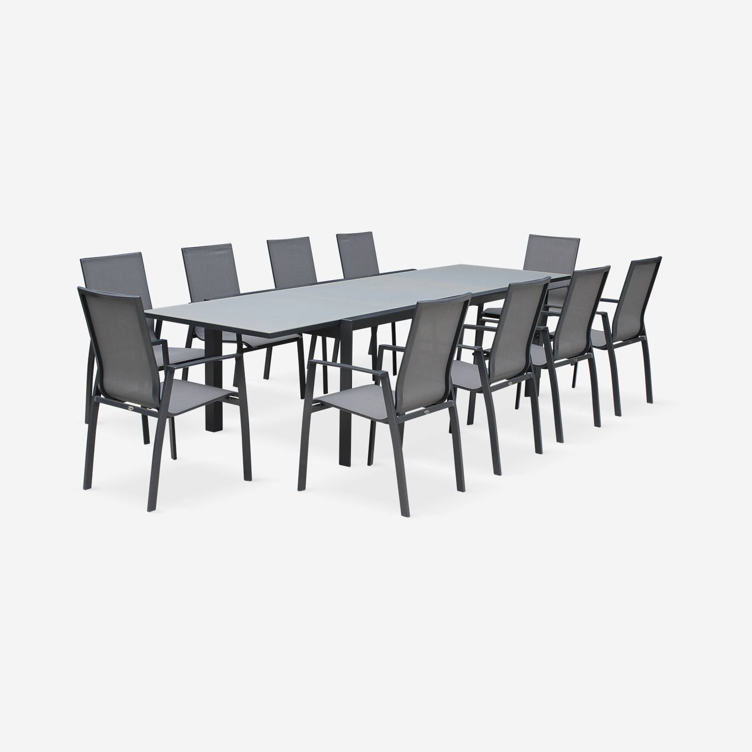 Coppia di sedie Washington Antracite/ Grigio scuro in alluminio antracite e textilene colore grigio scuro, impilabili,sweeek,Photo5