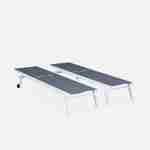 Pair of multi-position aluminium sun loungers with wheels - Elsa - White frame, Grey textilene fabric Photo3