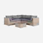 Ready assembled 5-seater deluxe polyrattan modular garden corner sofa set with coffee table, rattan & aluminum, Grey, Vittoria Photo3